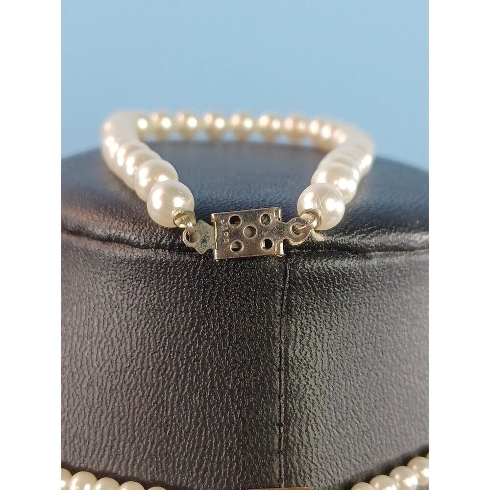Vintage Faux Pearl Necklace & Bracelet Marked Japan Box Clasp - Picture 5 of 9